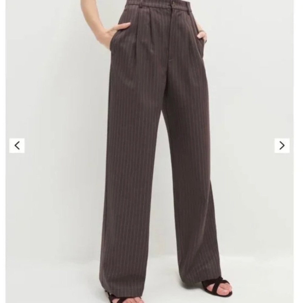 Reformation Mason Pant - brown pinstripe NWT